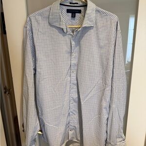 Tommy Hilfiger Blue and White Windowpane Dress Shirt